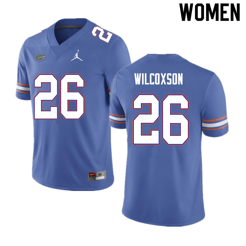Women #26 Kamar Wilcoxson Florida Gators College Football Jerseys Sale-Blue